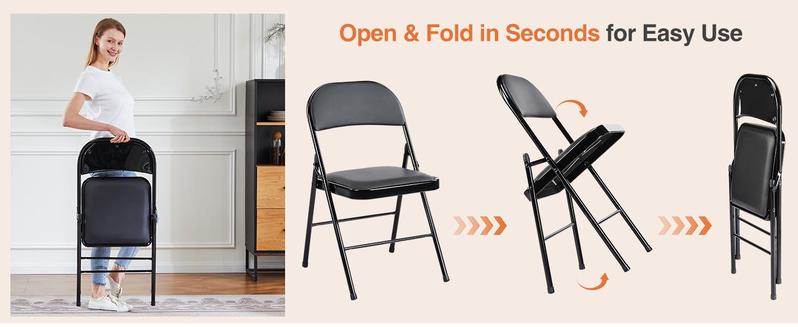 【Fall Deals】Folding versatile seating with Leather Padding - Sturdy Metal Frame, Foldable and Easy to Store for Indoor and Outdoor Use at Office