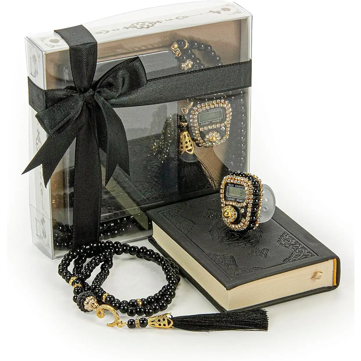 Muslim Islamic Medina Calligraphy Quran Set with Digital Prayer Tasbeeh – Spiritual Reminder of Faith for Ramadan, Eid & Mawlid