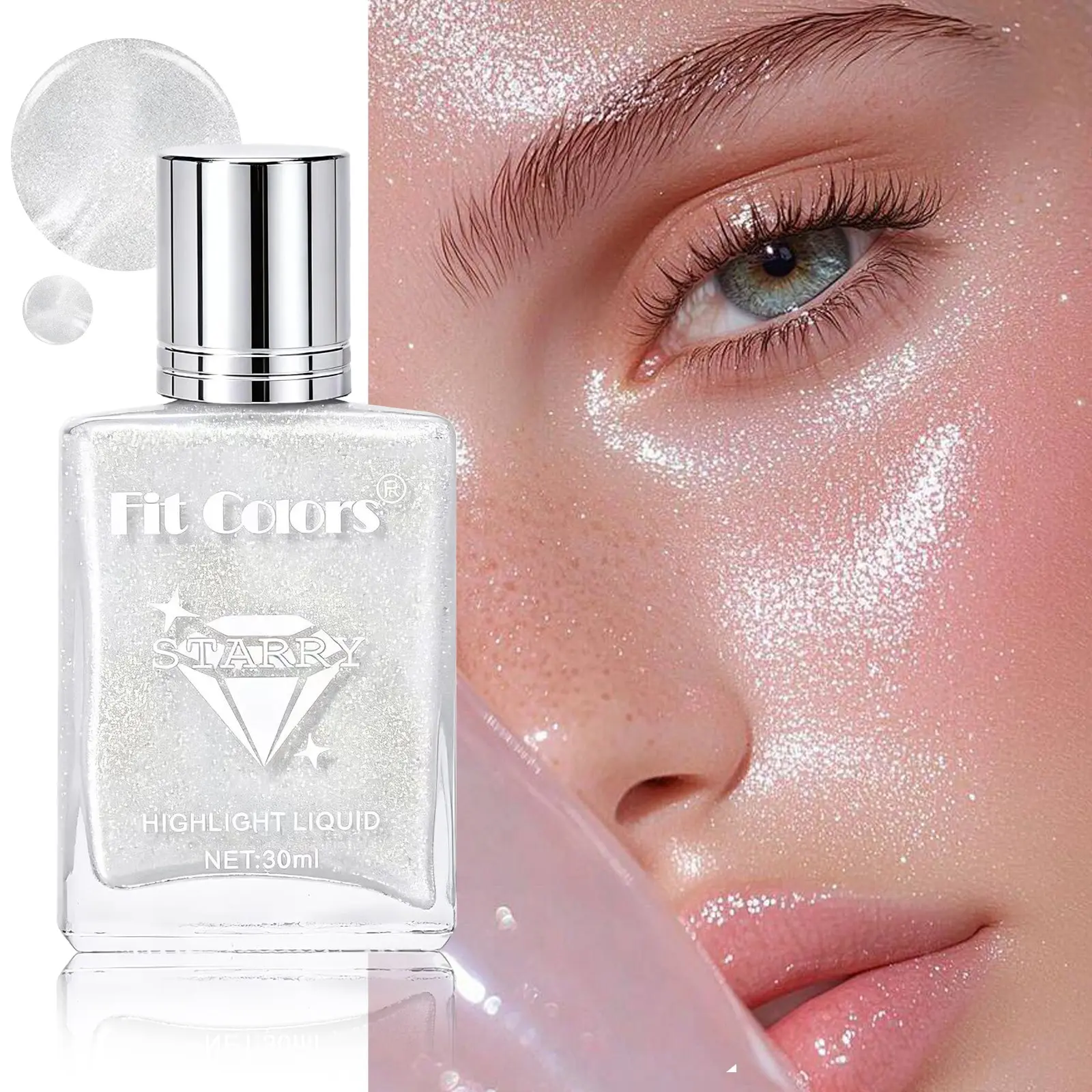 Fit Colors Highlighter Liquid, Face Illuminator Pearl Shimmer Powder, Natural Contouring, Stage Makeup, Party Makeup