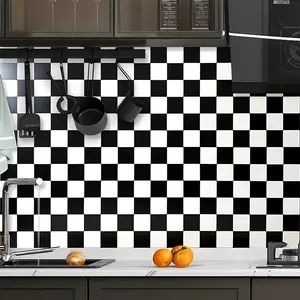 Blue Checkerboard Peel and Stick Wallpaper, Removable Self Adhesive, Waterproof, Mould-Proof, Home Decor for Kitchen, Bathroom, Bedroom