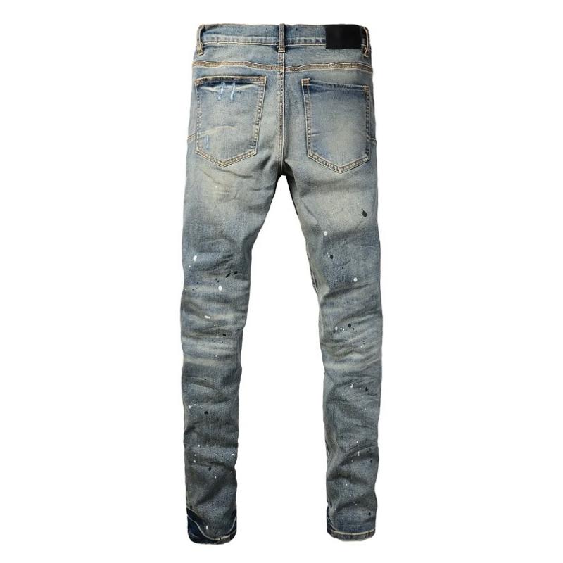 HuaHua'shop Purple Jeans Men's Jeans Casual Comfort Holes Fashionable Straight Skinny Slim Fit Jeans, Ripped Stretch Jeans Denim Pants Streetwear