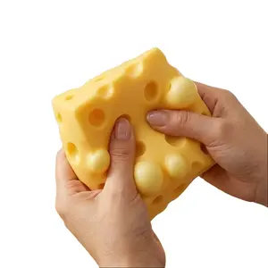 Cheese Squeeze Toy, Soft Cheese Block Squeeze Toy, Stress-Relief Hand Toy for Adults and Children, Christmas Stocking Small Gift, Birthday Novelty Gift (2.4 inches)