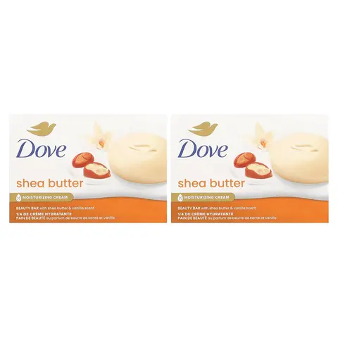 Dove Beauty Bar Soap, Shea Butter & Vanilla, 2 Bars, 3.75 oz (106 g) Each