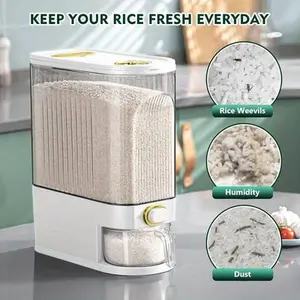 22 pound Large-capacity Rice Container Comes with A Measuring Cup And Time Markings, Perfect for Kitchen Organization And Pantry Storage Of Grains And Dry Foods