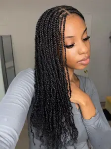 Luxury Edition Twist Crochet Hair Fluffy Spring Mini Twist Passion Twist Natural Black Color Human Hair Dreadlock Extension For Women Professional Grade