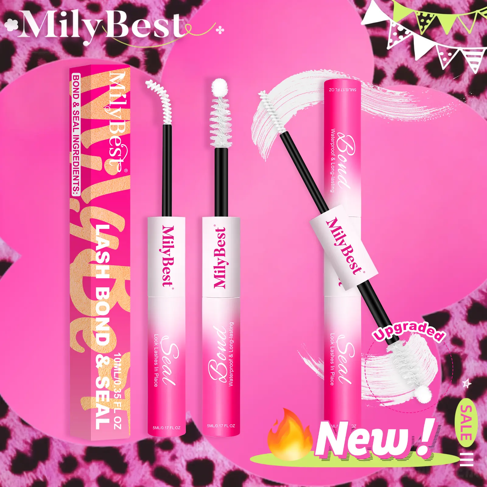 MilyBest New Upgrade 2-in-1 Lash Bond & Seal – Gentle Waterproof Lash Glue for Sensitive Eyes, Strong Hold Latex-Free Adhesive for All Lash Styles,White / Black Options,lashes clusters,free shipping,falldealsforyou,familyfun
