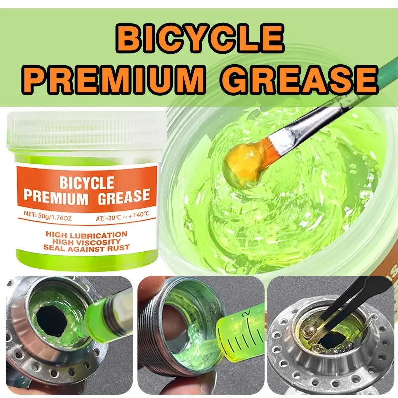 50g Bicycle Premium Grease High Viscosity Waterproof Anti-Rust Grease for Bike Hub Freehubs Bottom Bracket Bearing Maintenance Mtb Hub High Temperature Range