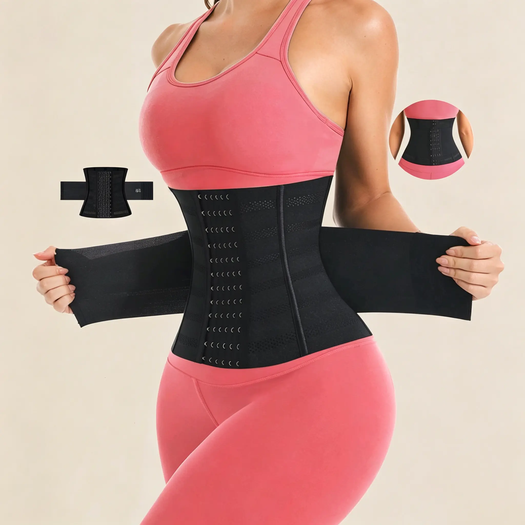 Women’s waist trainer corset, double compression tummy control waist cincher, breathable mesh, multi-hook body shaper, workout waist wrap, waist cincher, Colombian shapewear