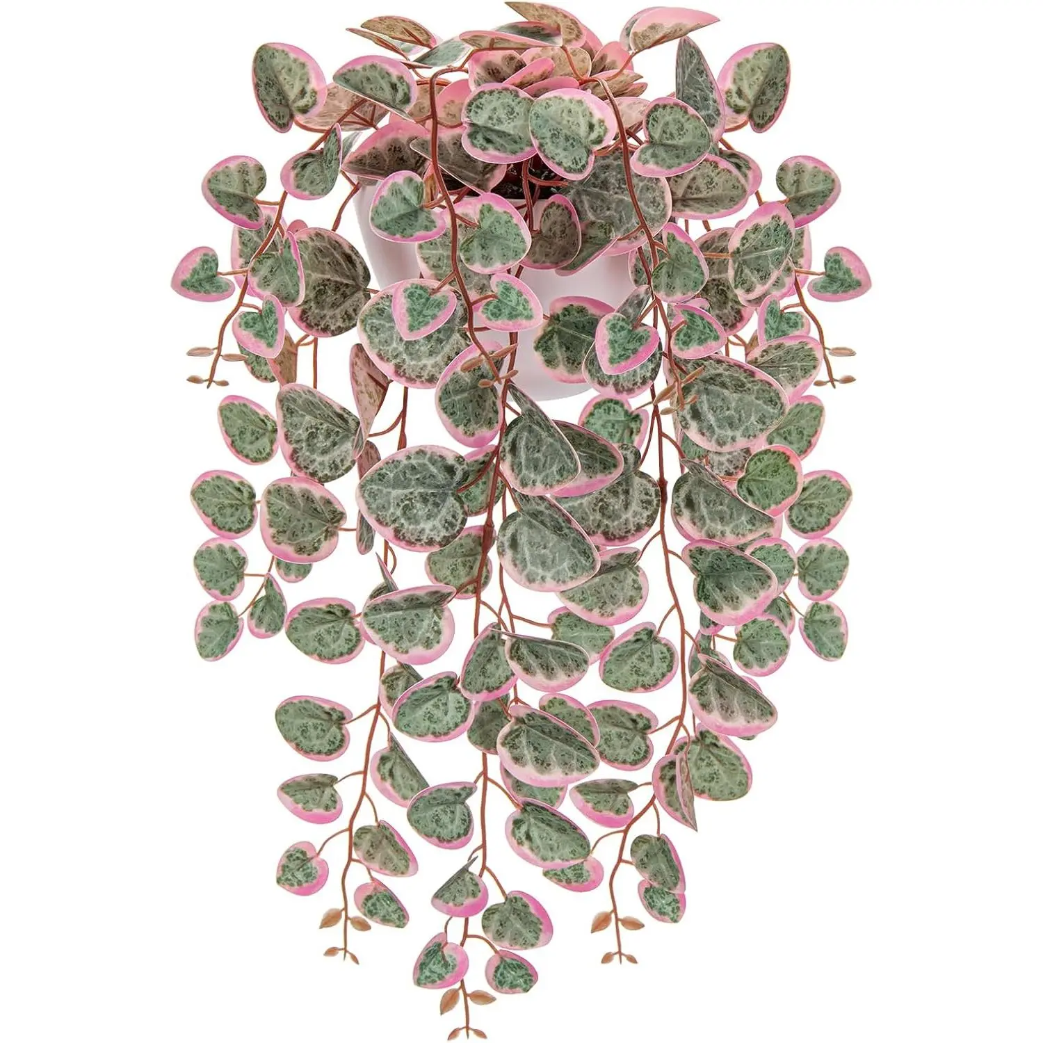 Faux Hanging  17'' Artificial String of Heart Vines with Semicircle Wall Mount Planter  Draping  for Home Office Room Shelf Wall Hanging Decor