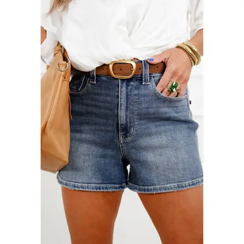 Judy Blue Medium Wash Slim Shorts