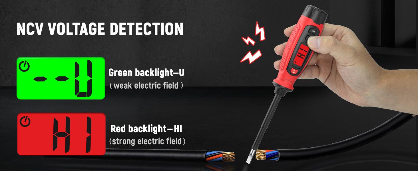 [Gift]KAIWEETS Voltage Tester with Screwdriver Function Non-Contact Detector Measures AC 3V to 500V LCD Screen Buzzer Alarm Wire Continuity Testing, KTS02