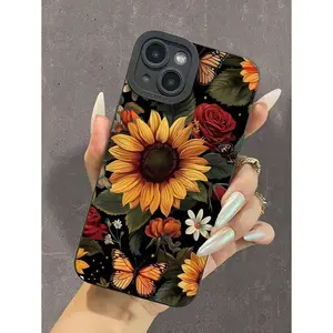 This minimalist soft case features a sunflower, rose, and butterfly print and is compatible with iPhone 17/16/15/14/13/12/11/X/XS/XS Max/16 E/12/13 Mini. It's the perfect Christmas gift for friends, family, and yourself.