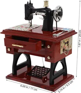 Sewing Machine Mini Music Box,Vintage Sewing Music Box Clockwork Vintage Musical Classical Desk Decor Home Crafts Table Desk Decoration