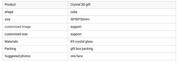 Customized 3D printing photo gift crystal