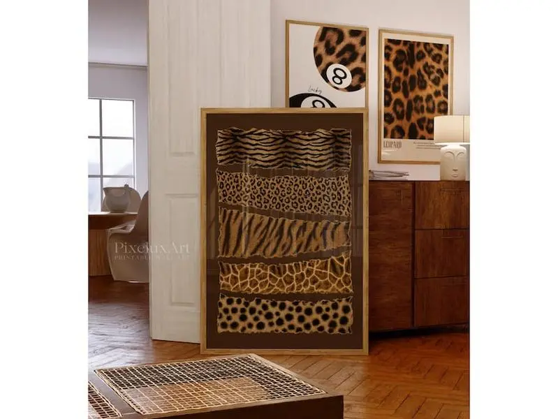 Leopard Pattern Wall Art, Safari Animal Print Decor, Cheetah Tiger Giraffe Pattern Poster, Retro Y2K Fashion Jungle Home Wall Décor