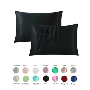2/4 Pack Elegant Silk Black Satin Pillowcase, for Hair and Skin Beauty Sleep, Soft Comfortable Breathable Cool Pillowcase, Zippered Silk Pillowcase, Multiple Colors Available