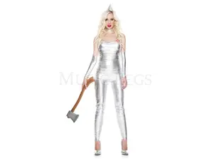 Music Legs 70999-SM Women's Silver Metallic Tin Bodysuit, Wizard of Oz Storybook Party Costume - Small, Matching Hat & Accessories for Women's Clothes