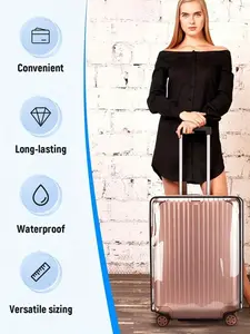 Transparent Luggage Protector, Waterproof Dustproof Travel Case, Thick PVC Scratch-Resistant, Durable, Fits 20/24/28 Inch Suitcases