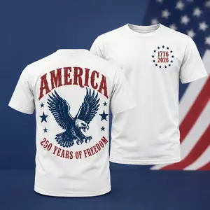 America Eagle Shirt, 250th Anniversary Graphic Tee For Men Dad, Patriotic Western Shirt, 250 Years Of Freedom T Shirt, Fourth Of July Shirt, Independence Day Tee, Shirt For Women And Men, Unisex Casual Graphic T-Shirts