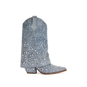 CHRISTOS-DENIM WESTERN BLOCK BOOTIE