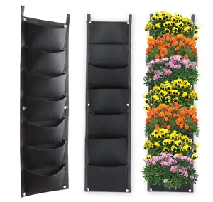 Vertical Hanging 7 Pockets Planter Deeper Waterproof Wall Mount Large Garden Wall Planter Grow Bags for Indoor Outdoor Yard Balcony Planting Flower Herbs Succulents Plants