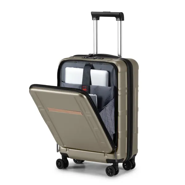 [20-inch front-opening expandable cabin case] ABS+PC lightweight hard shell |   TSA customs lock + 360 °   silent universal wheels |   Three-stage telescopic pull rod |   Front compartment for laptops |   Business travel case that meets aviation standards
