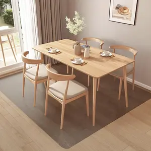 Area Mat for Hard Floors, 4'x6' Semi-Clear Black Vinyl Floor Protector for Under Dining Table,  Non-Slip Plastic Rug, Splat Mat for Under High Chair