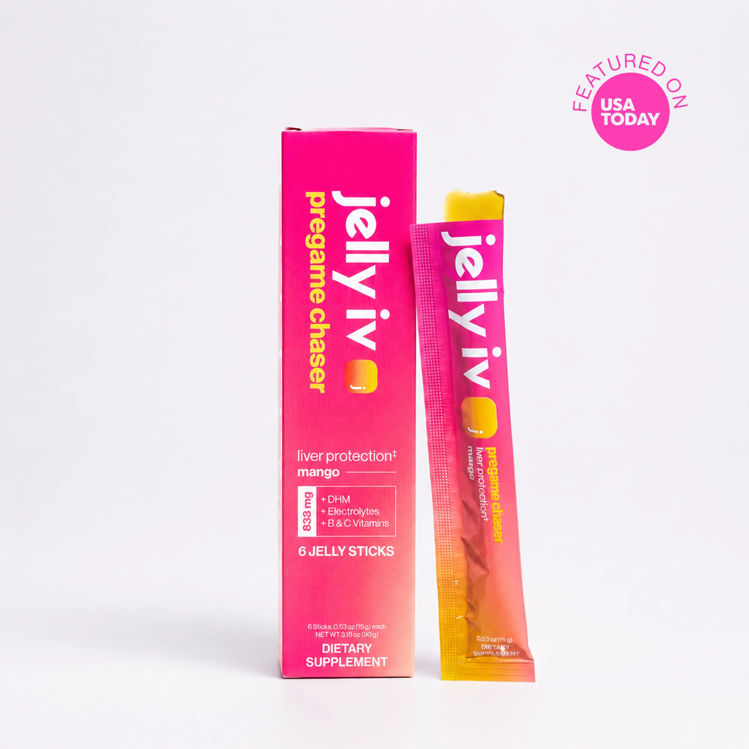 Jelly IV Vegan Edible Dietary Nutrition Supplement Sticks - Dairy-Free, Low-Sugar Plant-Based Vitamin Sticks with DHM, B Vitamins for Alcohol Consumption, Daily Liver Detox, Youth Wellness