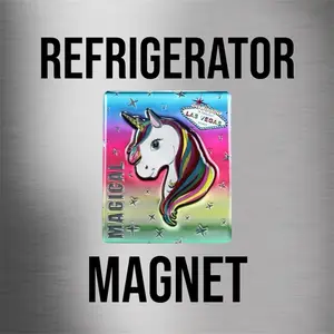 Fridge Magnet Las Vegas 2D Magical Unicorn Magnet – Colorful Souvenir | Refrigerator Magnet