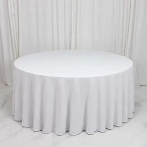 Scuba Tablecloth 120" Round White Accordion Pleated – Wrinkle Free & Stain Resistant Textured Table Linen