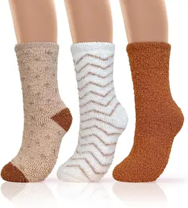 72-Needle Buttery Soft Fuzzy Socks for Women Fall Autumn Christmas Gifts Stocking Stuffers, Cozy Comfy Warm Fluffy Cute Slipper Socks 3 Pairs