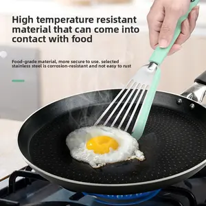 Kitchen Anti-scalding Frying Spatula High Temperature Resistant Fish Frying Spatula Heat Insulation Non-stick Pan Full Stainless Steel Kitchen Utensils Non-slip Spatula Household