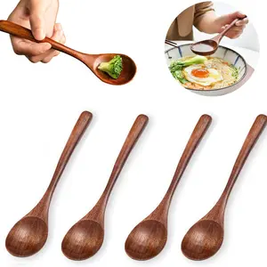 Nanmu Spoon Set, Honey Stirring Spoon, Unique Design Bamboo Utensils, Suitable for Tea Coffee Soup, 2pcs/4pcs, Wooden Spoon, Made in China
