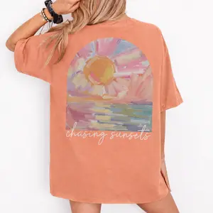 Comfort Colors Chasing Sunsets Shirt, Sunset Beach Graphic Tee, Coastal Summer Shirt, Gift for Beach Lovers