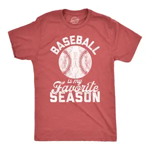 Mens Baseball Is My Favorite Season T Shirt Funny Summer Sports Softball Novelty Tee Mens Funny T Shirts Cool Vintage Fashion T-Shirt Gift Classic Menswear Funny Baseball Short Sleeve Novelty Tees for Guys Red