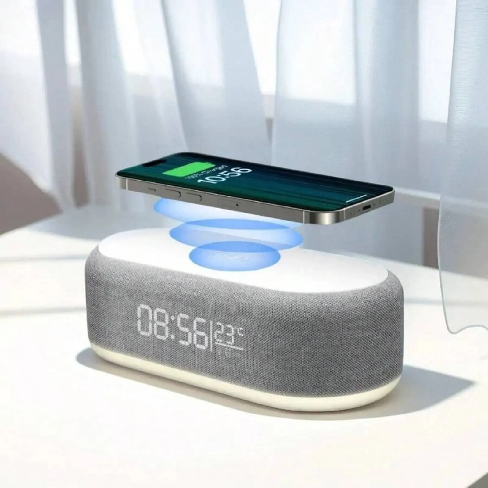 Wireless Charging Station Digital Alarm Clock For Bedroom Desk Time Temperature Display 15W Wireless Charger Dock With Adjustable Night Light for Apple AirPods/iPhone 16/15/14/13/12/11/X/,Samsung S25/S24/S23/S22/S21/S20/S10/Galaxy Buds summerwins