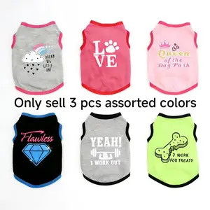 Set of 3 Dog Cat Trendy Vest Shirt, Adorable Pet Clothing, Suitable for Small Medium Dogs and Cats, Festival Party Costume, Elastic Spring Summer Sport Vests