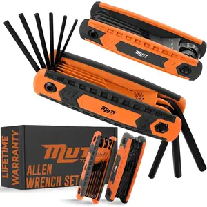 17 count Folding Allen Key Set - SAE & Metric Hex Wrench Set with Color-Coding - Compact Allen Wrench Tool for Bikes, DIY, Archery -  with Size Markings