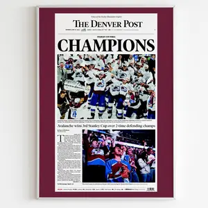 Colorado Avalanche 2022 Stanley Cup Champions Front Cover The Denver Post Poster