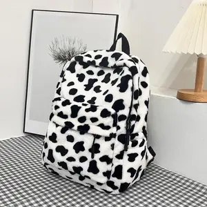 Viral Leopard Backpack - Soft, Fluffy Fall Must-Have for Y2K Leisure & Outdoor Use