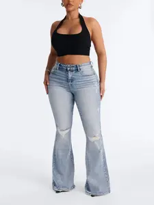 Penelope Premium Ripped Flare Jeans - Light Wash
