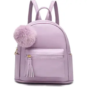 Mini Backpack Purse for Girls Teens Women Purses PU Leather Pom Backpack  Bag with Charm Tassel