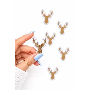 Mini Brown Deer Face Embroidered Patch