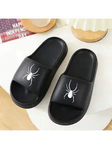 1 Pair of Spider Cartoon Print Athletic Sandals, Beach Sandals, Plus-size Sandals, Indoor Slippers, Shower Sandals, Pool Sandals, Vacation Sandals, Gym Sandals, Suitable for Sports, Fitness, Showering, and Everyday Casual Wear