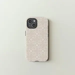 Talavera TPU Phone Case - Cream & White Mexican Tile Design, Compatible with iPhone 11/12/13/14/15/16/17 Pro, Pro Max, Plus, Air