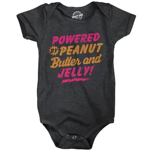 Powered By Peanut Butter and Jelly Baby Bodysuit Funny Sarcastic PB&J Graphic Novelty Jumper for Infants Funny Baby Onesies Sarcastic Clothes for Baby Funny Food Onesie Novelty Onesie Black - PB