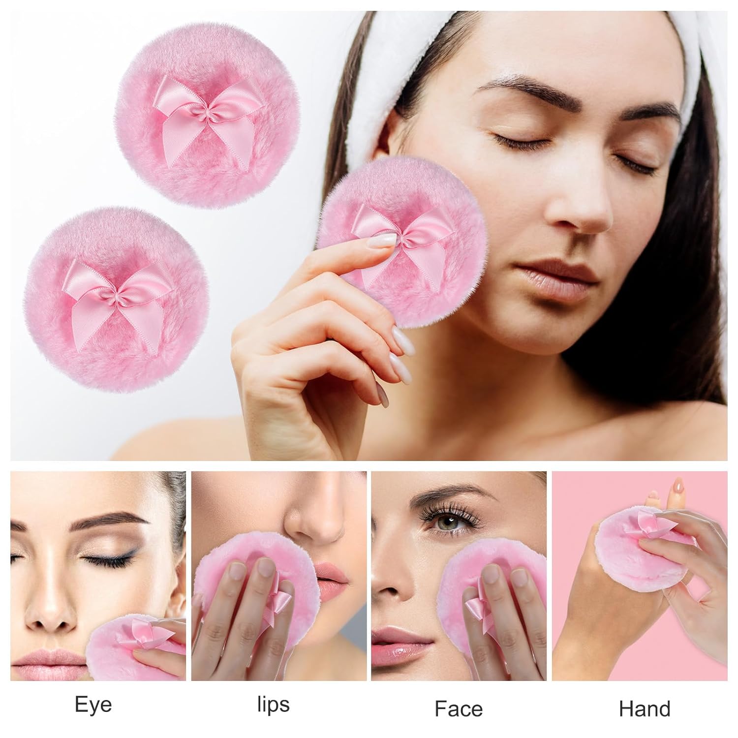 4 PCS Body Powder Puff, 3.5 Inch Dusting Powder Puff, Soft Washable Reusable Big Fluffy Dust Puffs for Wet Dry Makeup Face Body