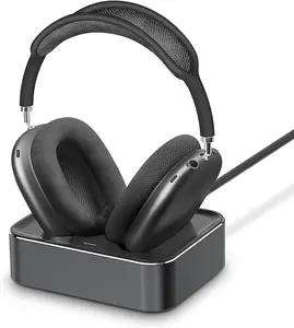 Headphone Charging Station for AirPods Max 2024 & 2020 - Magnetic Headset Charger Dock with Dual Lightning & Type-C Connectors (Space Gray)  AirPods Max Accessories