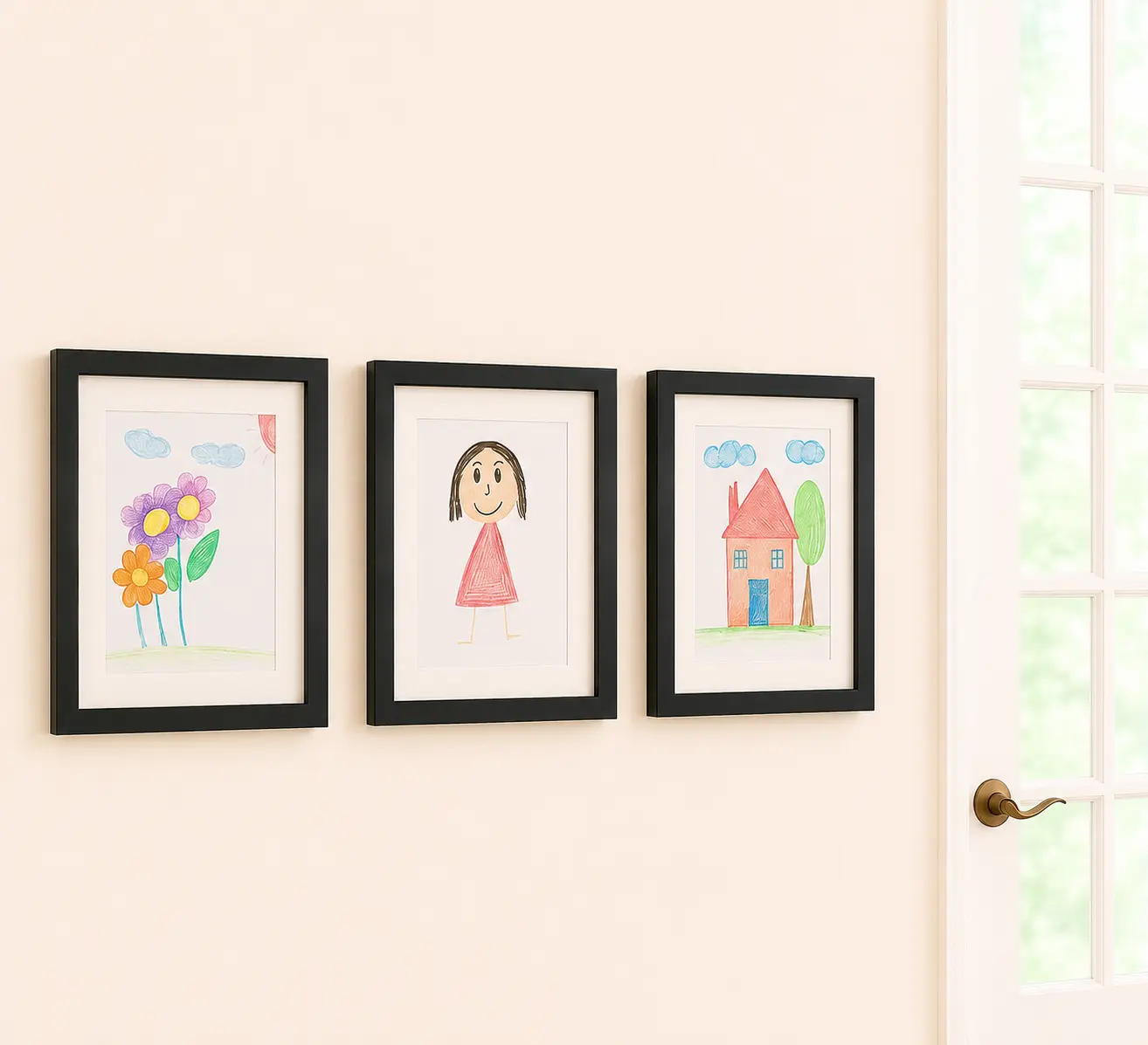 3 Pcs A4 Kids Artwork Display Frame, MDF Picture Frame for Children’s Drawings, Front-Loading Storage Frame, Holds Up to 150 Artworks, Wall-Mount Hanging Frame