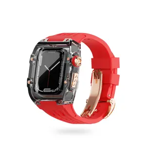 VELLA Sport Case 44/45MM for Apple Watch - Rugged Protection with Integrated Red Sport Band Series 10/9/8/7/6/SE
